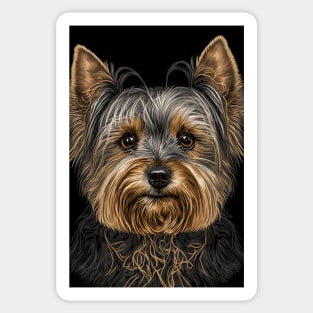 Super Cute Yorkshire Terrier Puppy Portrait Sticker